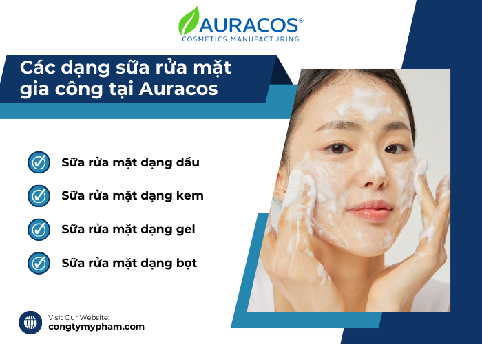 Các dạng sữa rửa mặt gia công tại Auracos