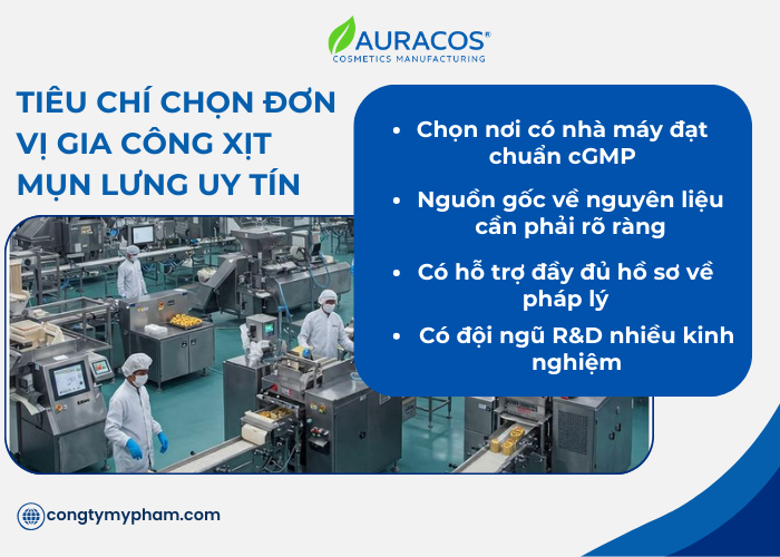 Các tiêu chí để lựa chọn nhà máy gia công xịt mụn lưng uy tín.