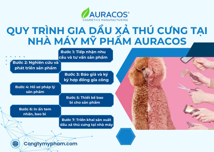 Các quy trình tại nhà máy Auracos khi gia công dầu xả cho thú cưng