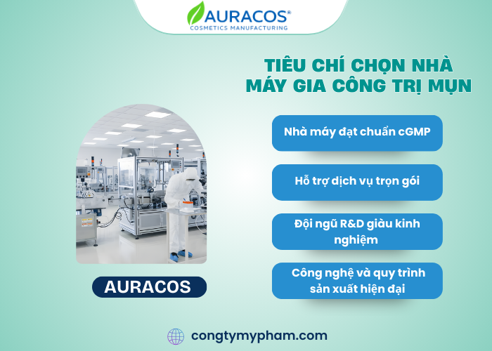 Tiêu chí chọn nhà máy gia công trị mụn 