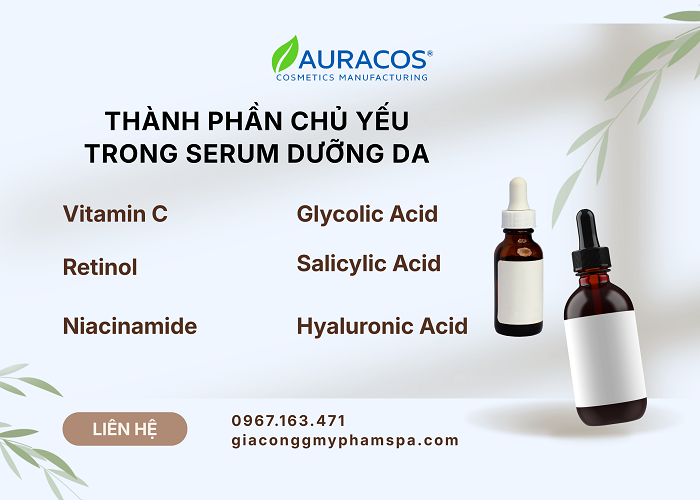 Nguyên liệu trong serum dưỡng da tại Auracos Việt Nam